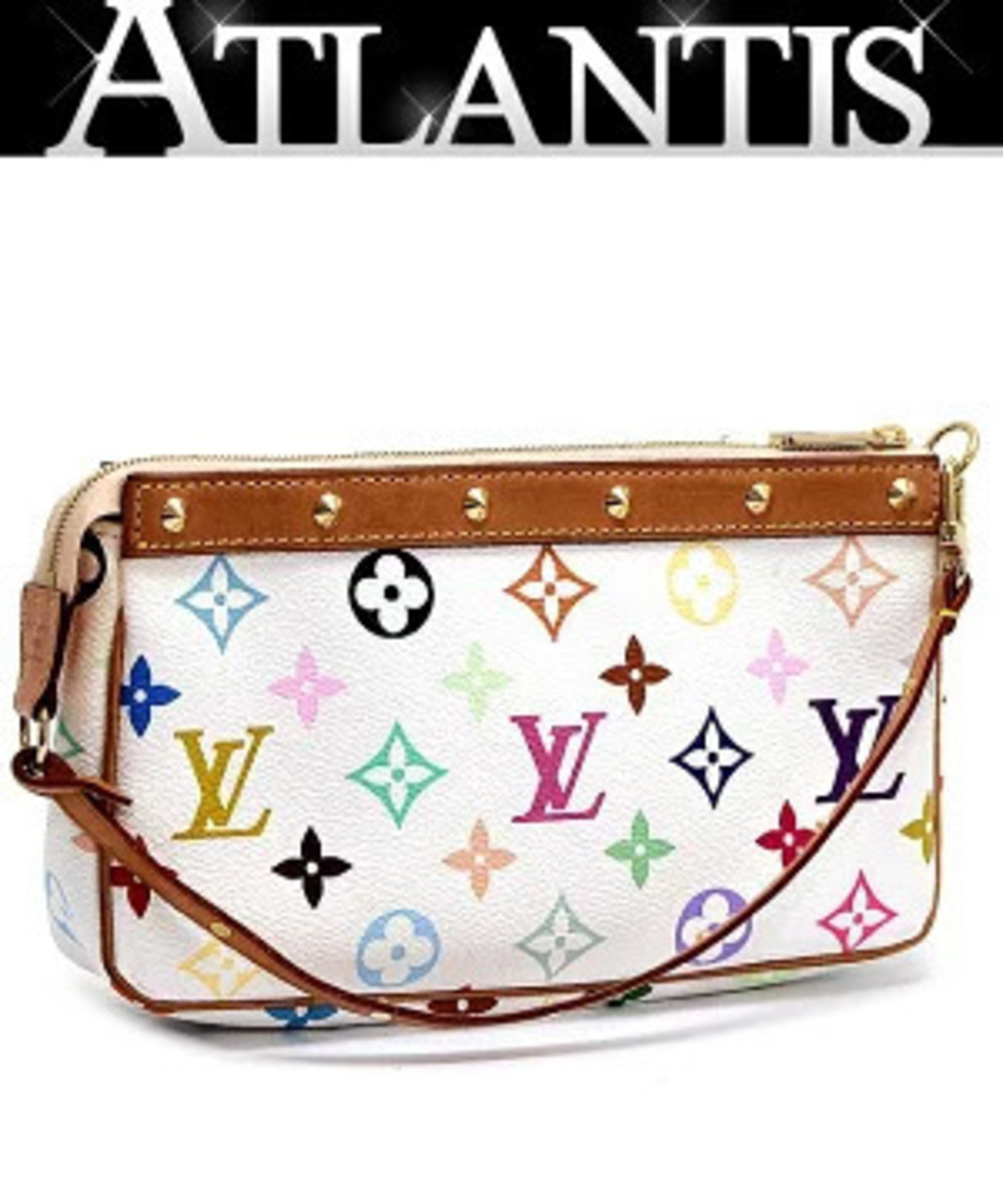 Louis Vuitton Pochette Accessoires Accessory Pouch Clutch Multicolor White